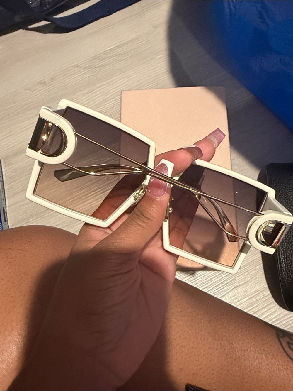 Dior White Frame Sunglasses with Brown Gradient Lenses Box included